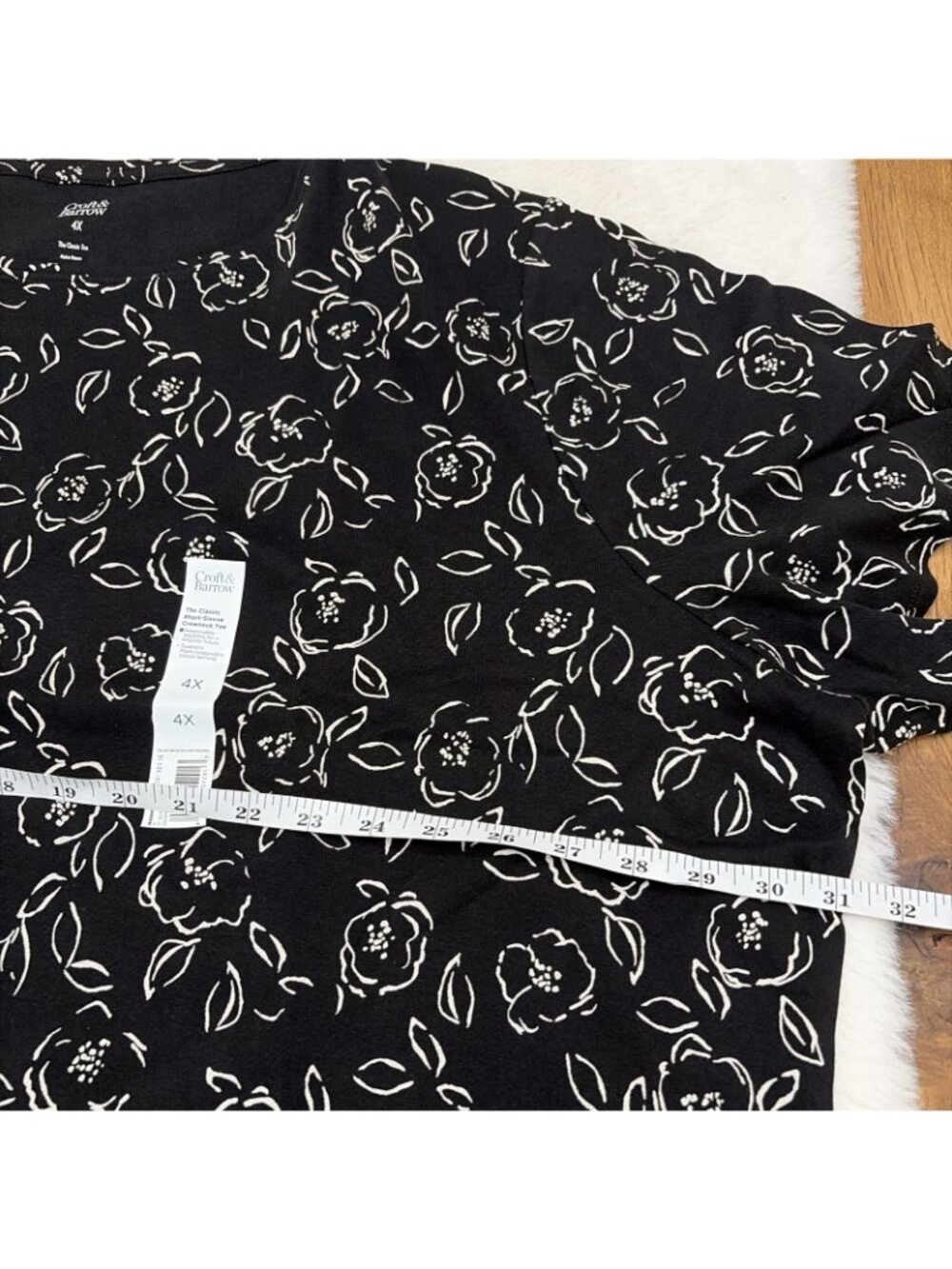 Croft And Barrow Womens NWT Classic Tee 4X Black Floral - Picture 9 of 10